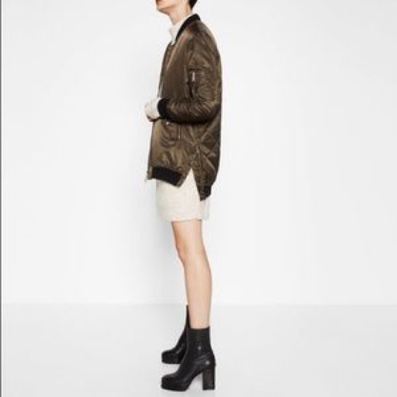 ZARA Khaki Oversized Bomber Jacket - Picture 4 of 13